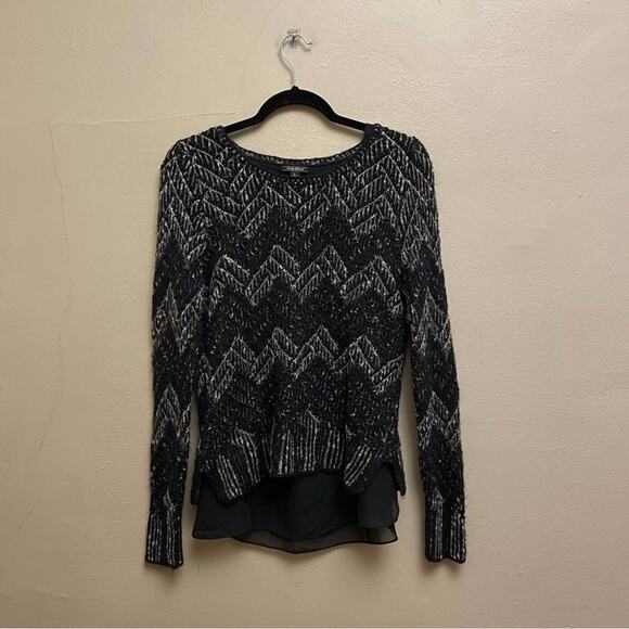 Lucky Brand L knit long sleeve blouse zigzag stripes bohemian - Picture 1 of 8
